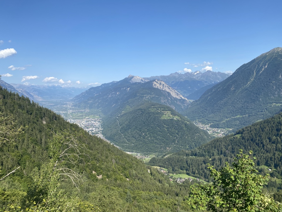 Martigny, the Rhone valley, and Mont Fort from Col de la Forclaz