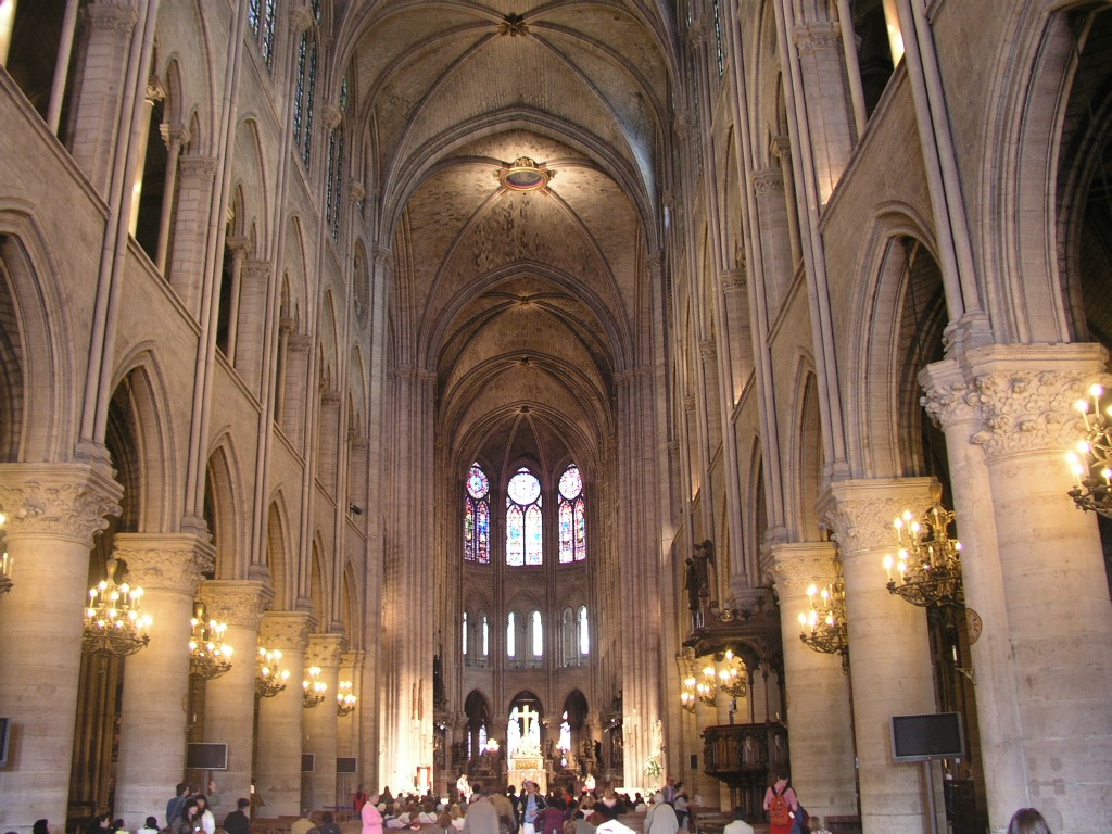 Notre Dame's very tall interior